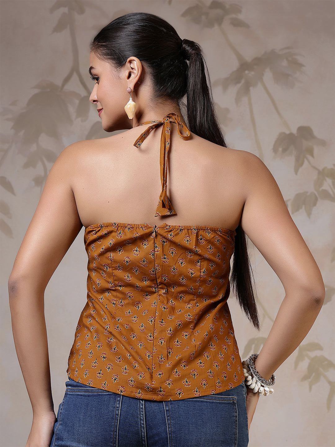 Mustard Printed Top