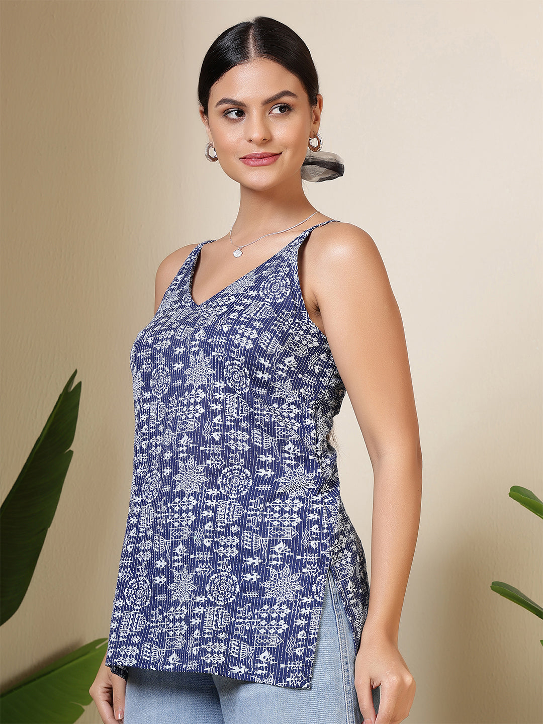 Blue Printed Straight Tunic
