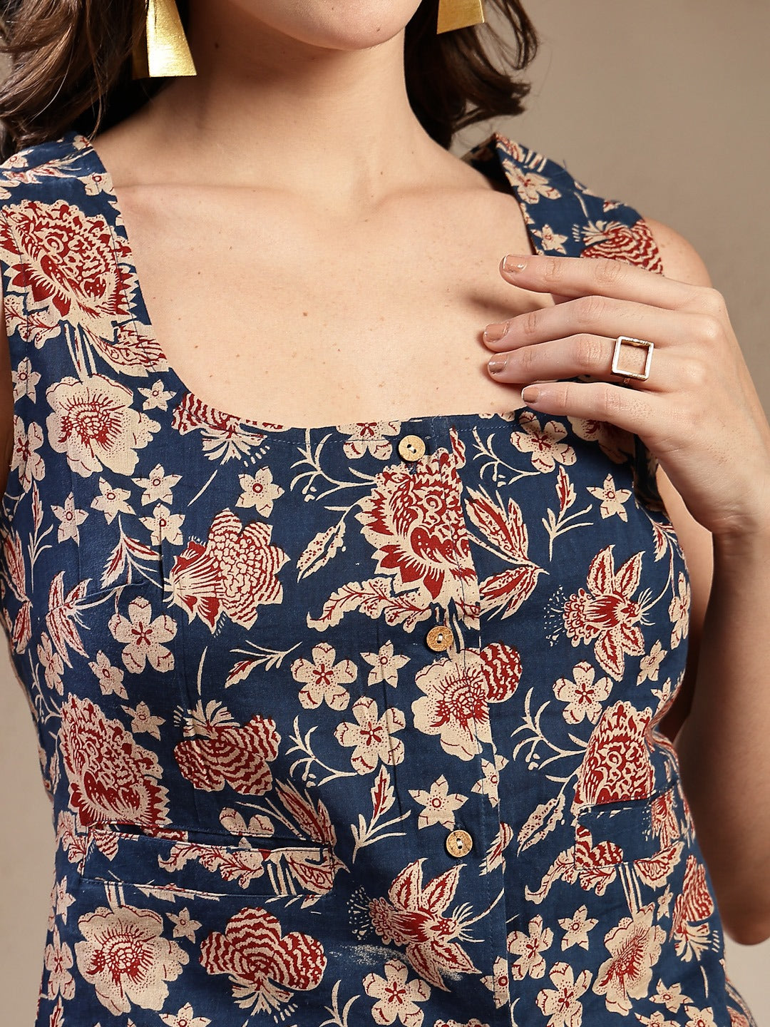 Blue Floral Printed Cotton Co-Ord Set