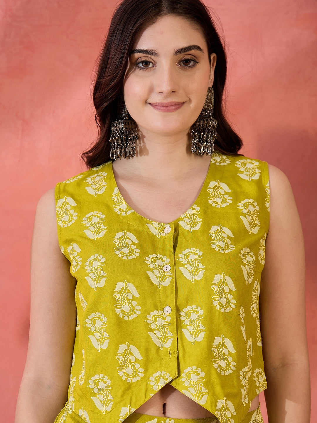 Yellow Floral Printed Rayon Co-Ord Set