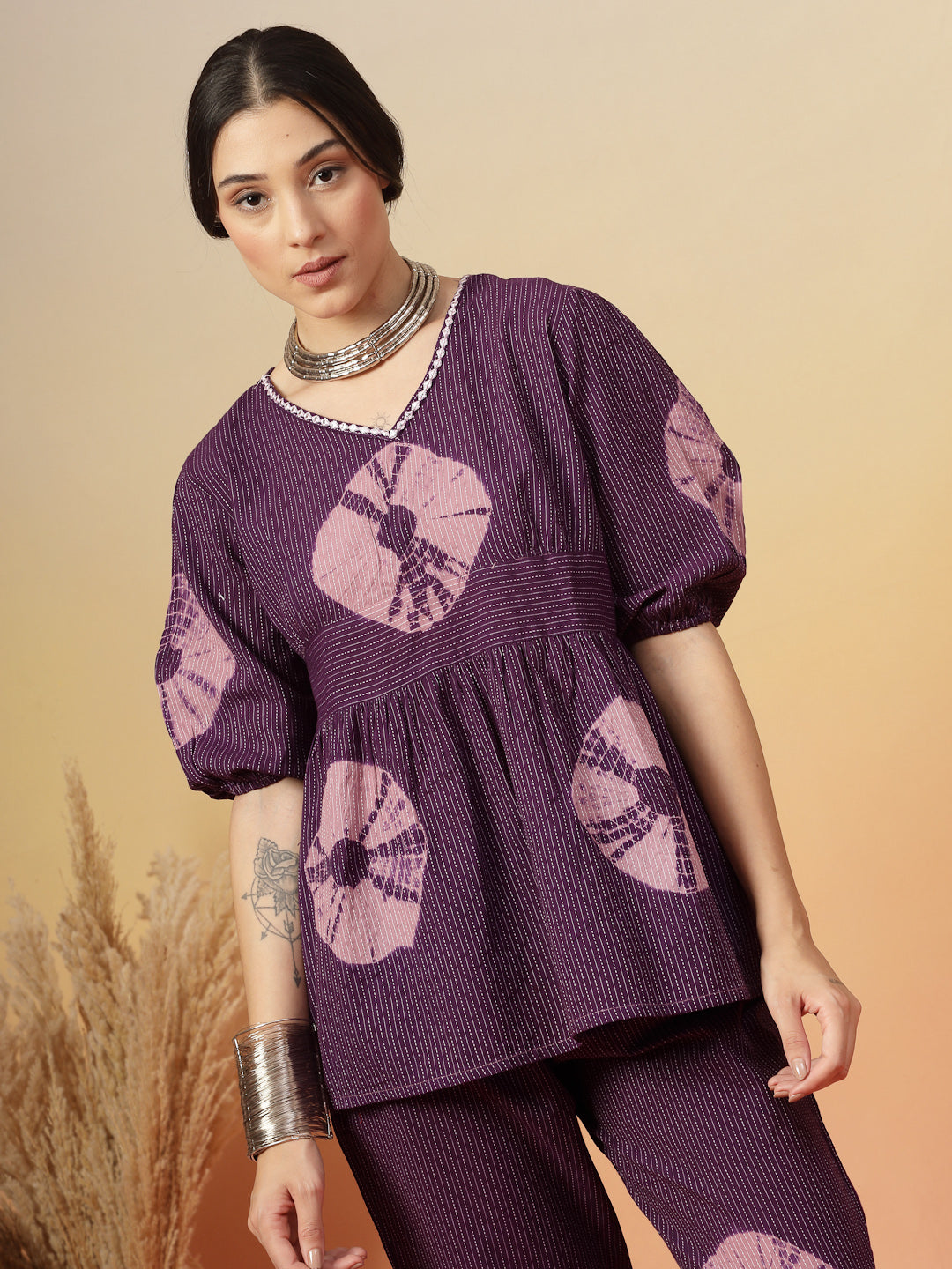 Self Woven Kantha Cotton Co-Ord Set