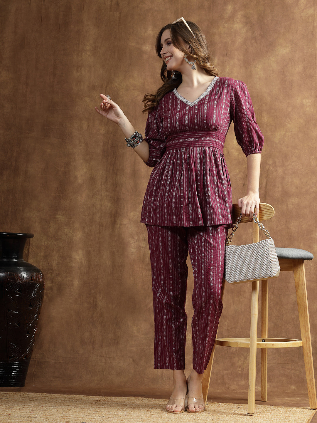 Stylum purple cotton woven ethnic wear wholesale manufacturer & exporter from India