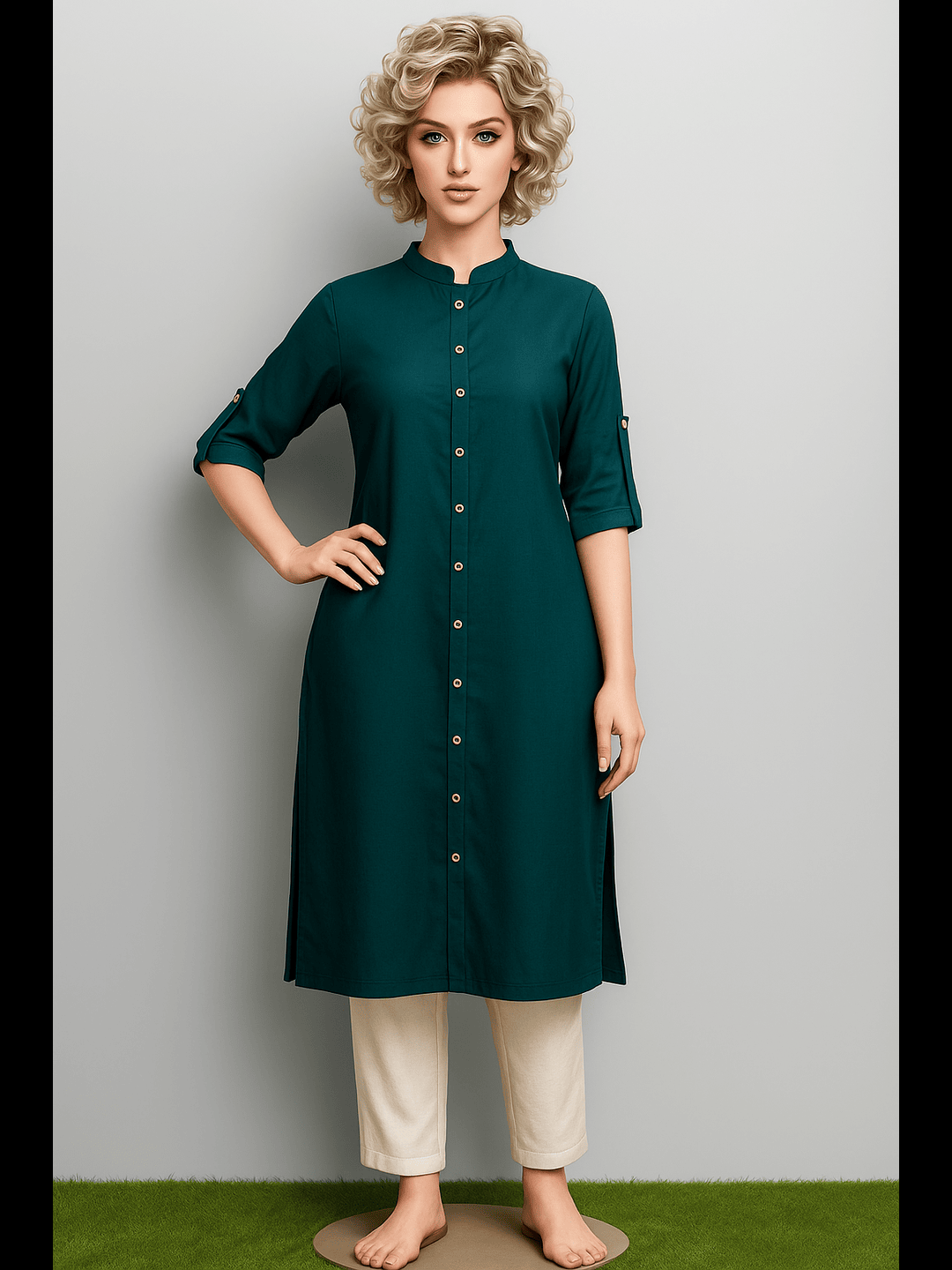 Green Plain Kurti