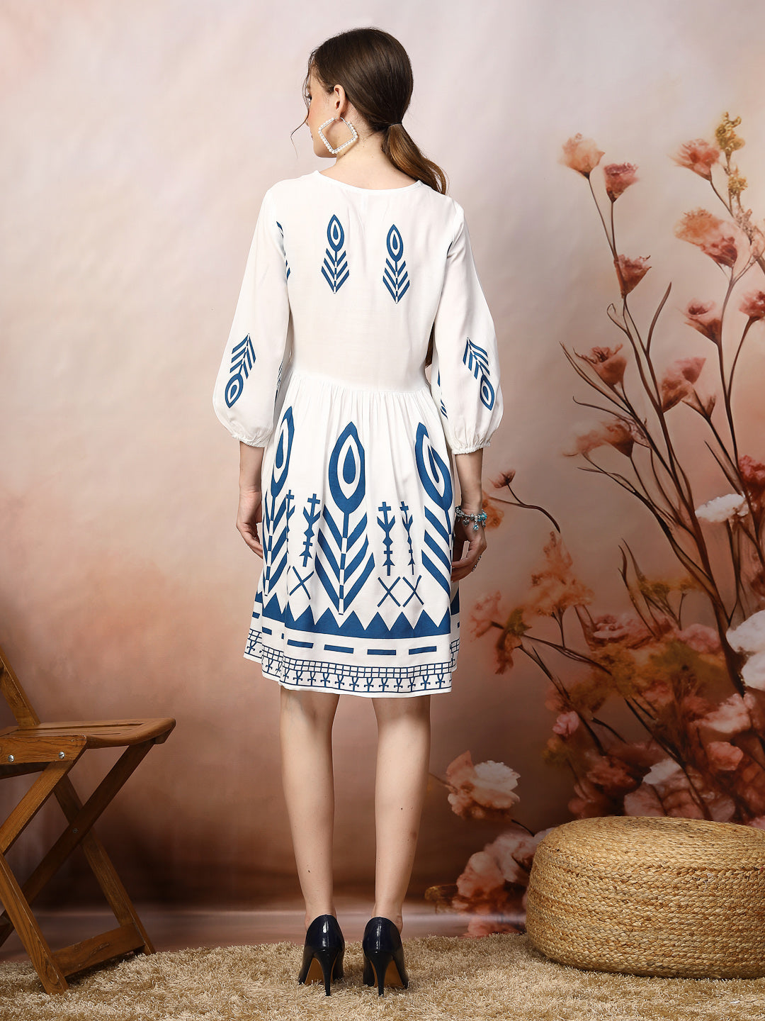 Printed Rayon Flared Dress