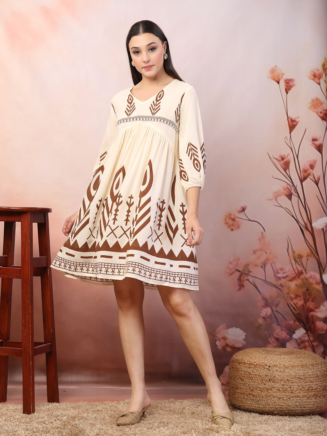 Printed Rayon Flared Dress