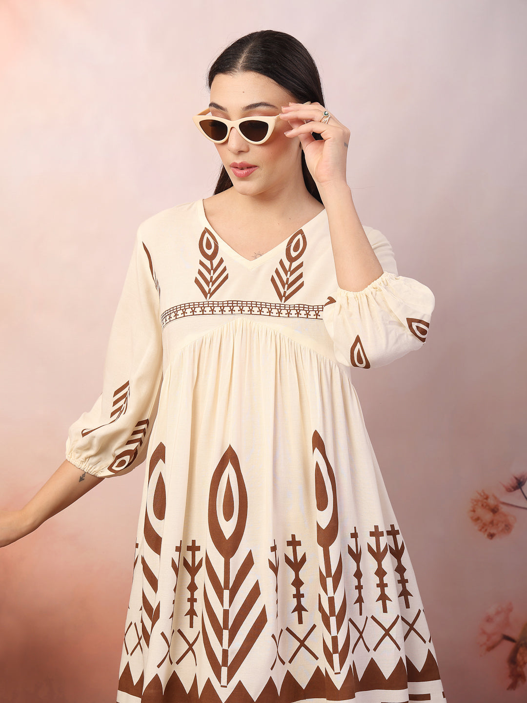 Printed Rayon Flared Dress