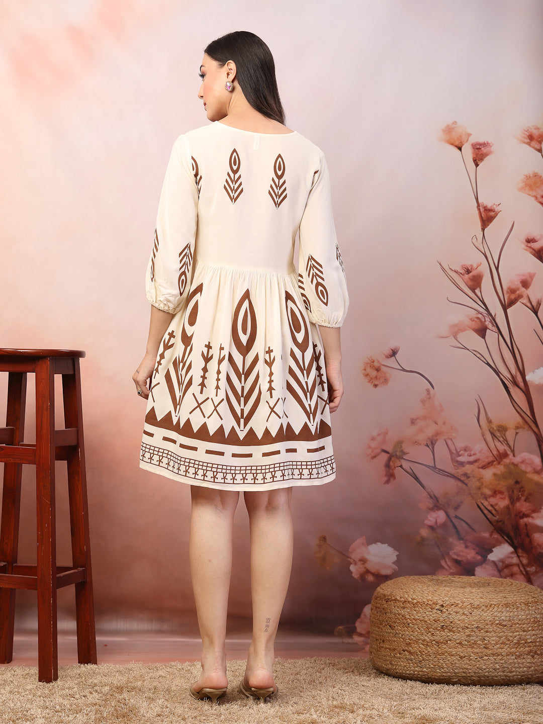 Printed Rayon Flared Dress