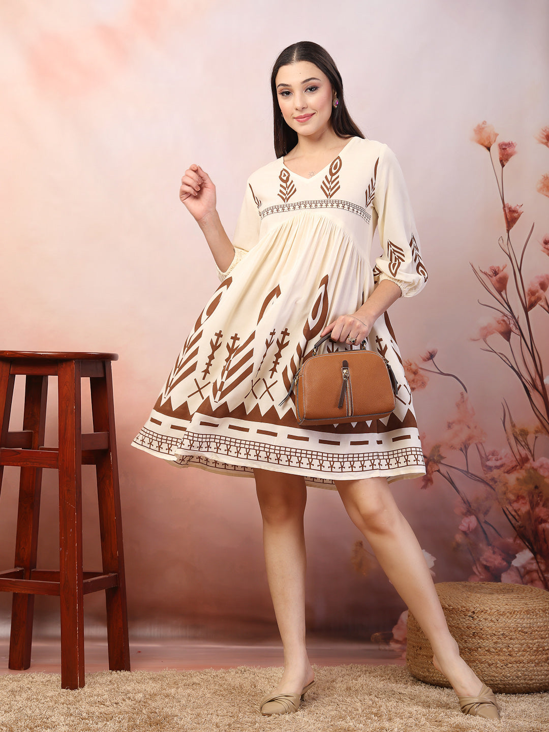 Printed Rayon Flared Dress
