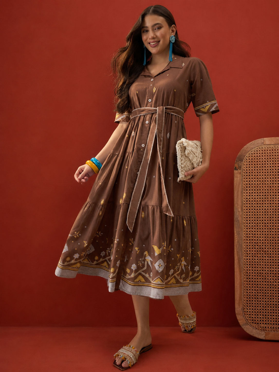 Solid Cotton Tiered Dress