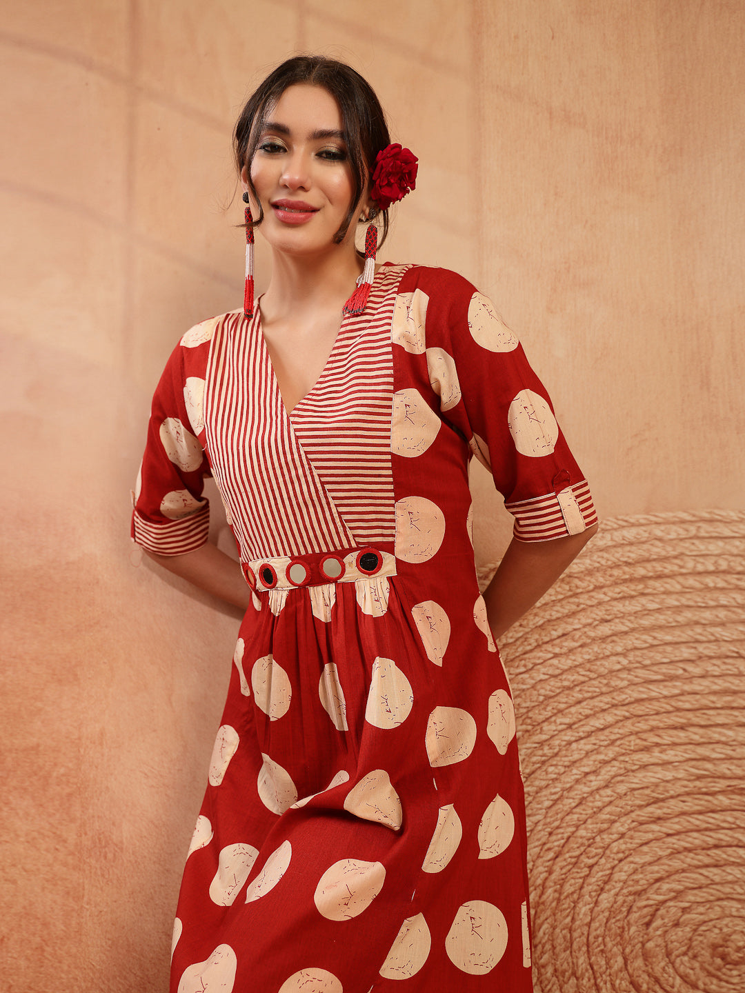 Block Printed Cotton Flared Dress