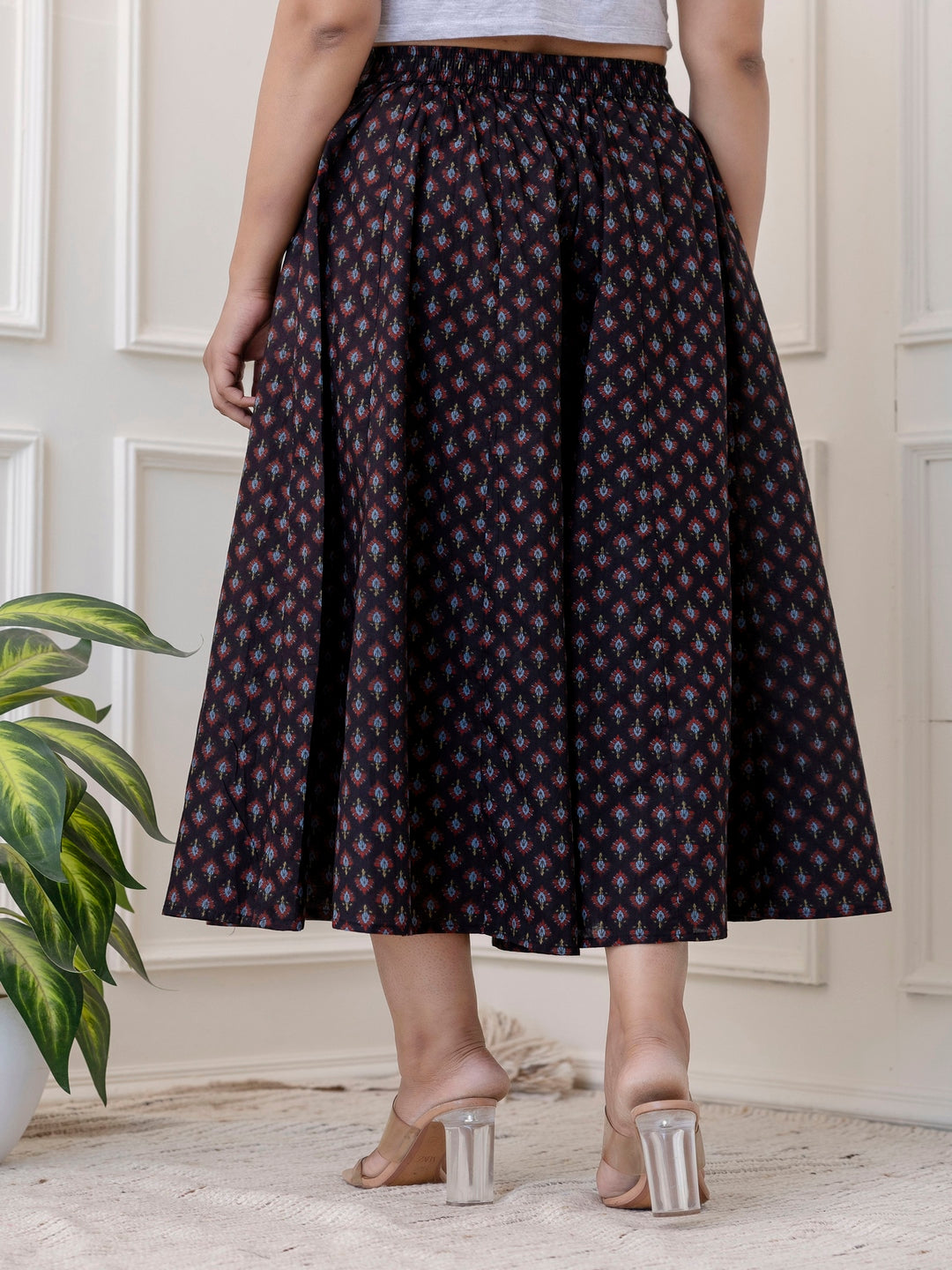 Cotton Calf Length Printed Flared Palazzo