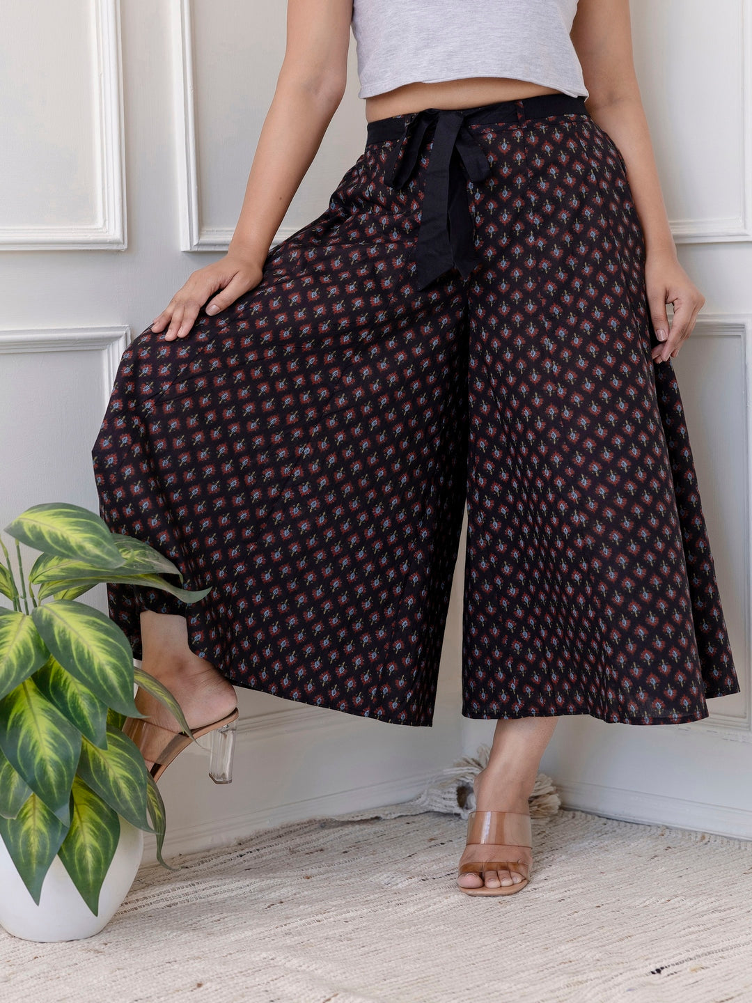 Cotton Calf Length Printed Flared Palazzo