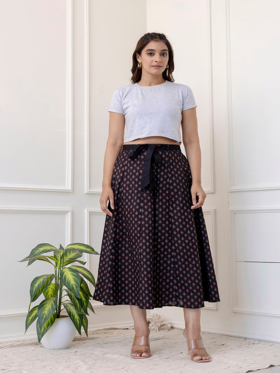 Cotton Calf Length Printed Flared Palazzo