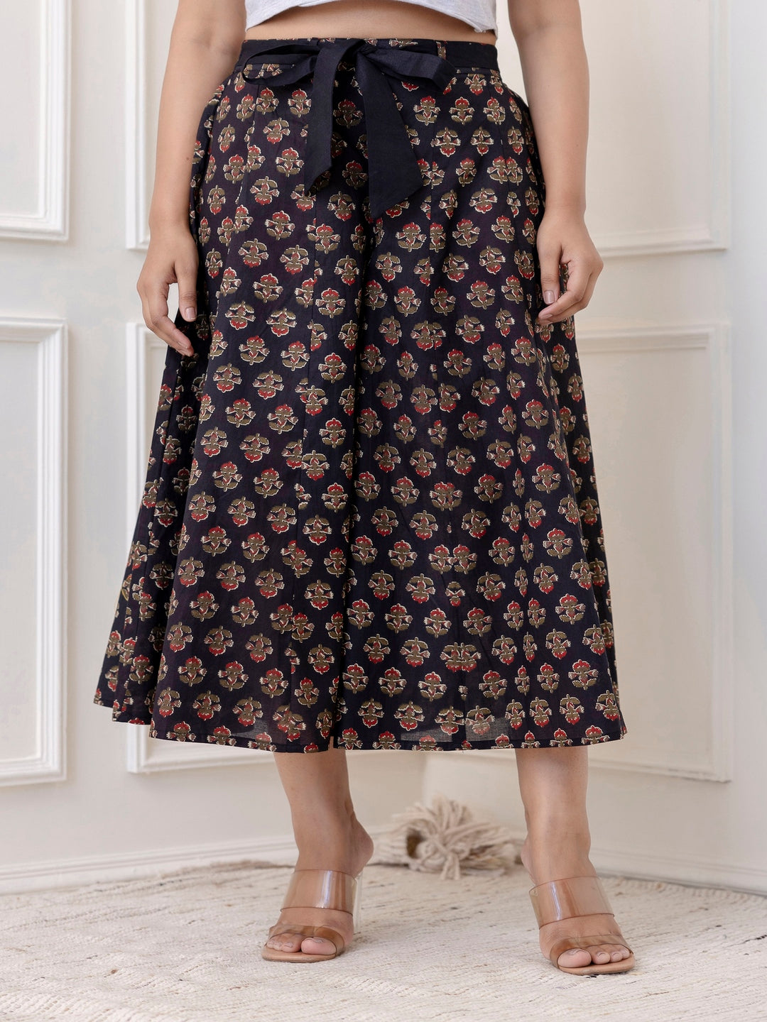 Cotton Calf Length Printed Flared Palazzo