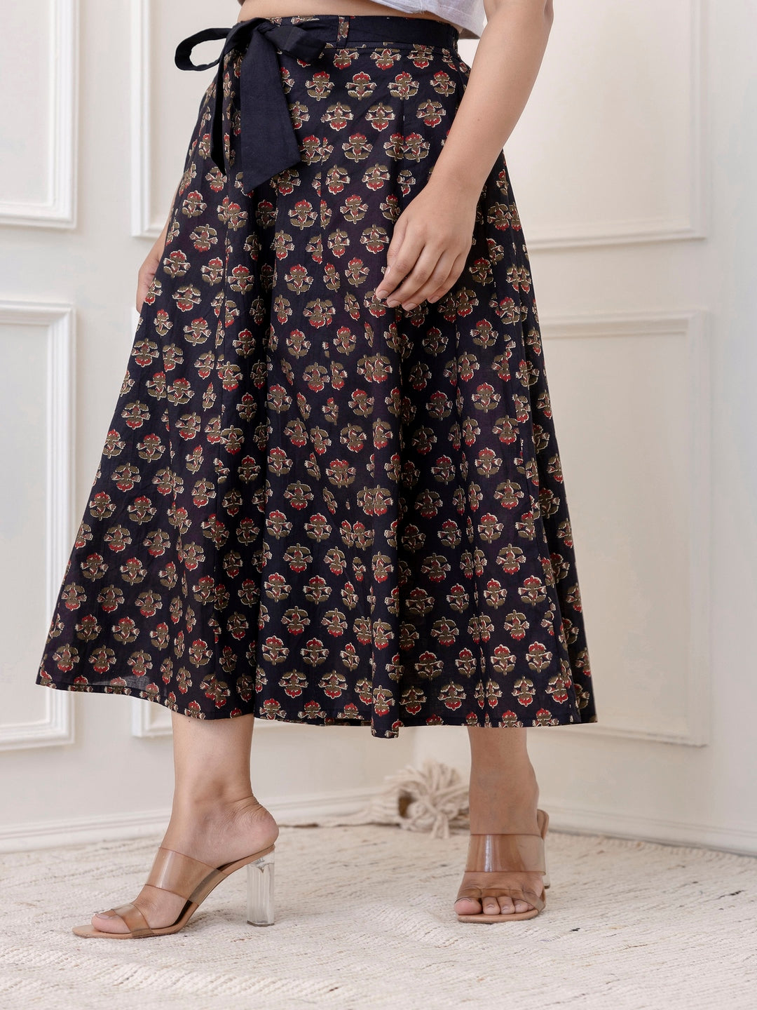Cotton Calf Length Printed Flared Palazzo