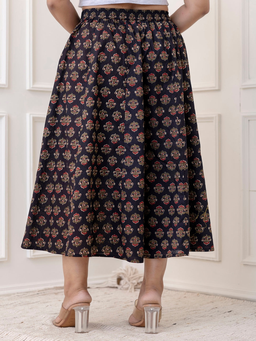 Cotton Calf Length Printed Flared Palazzo