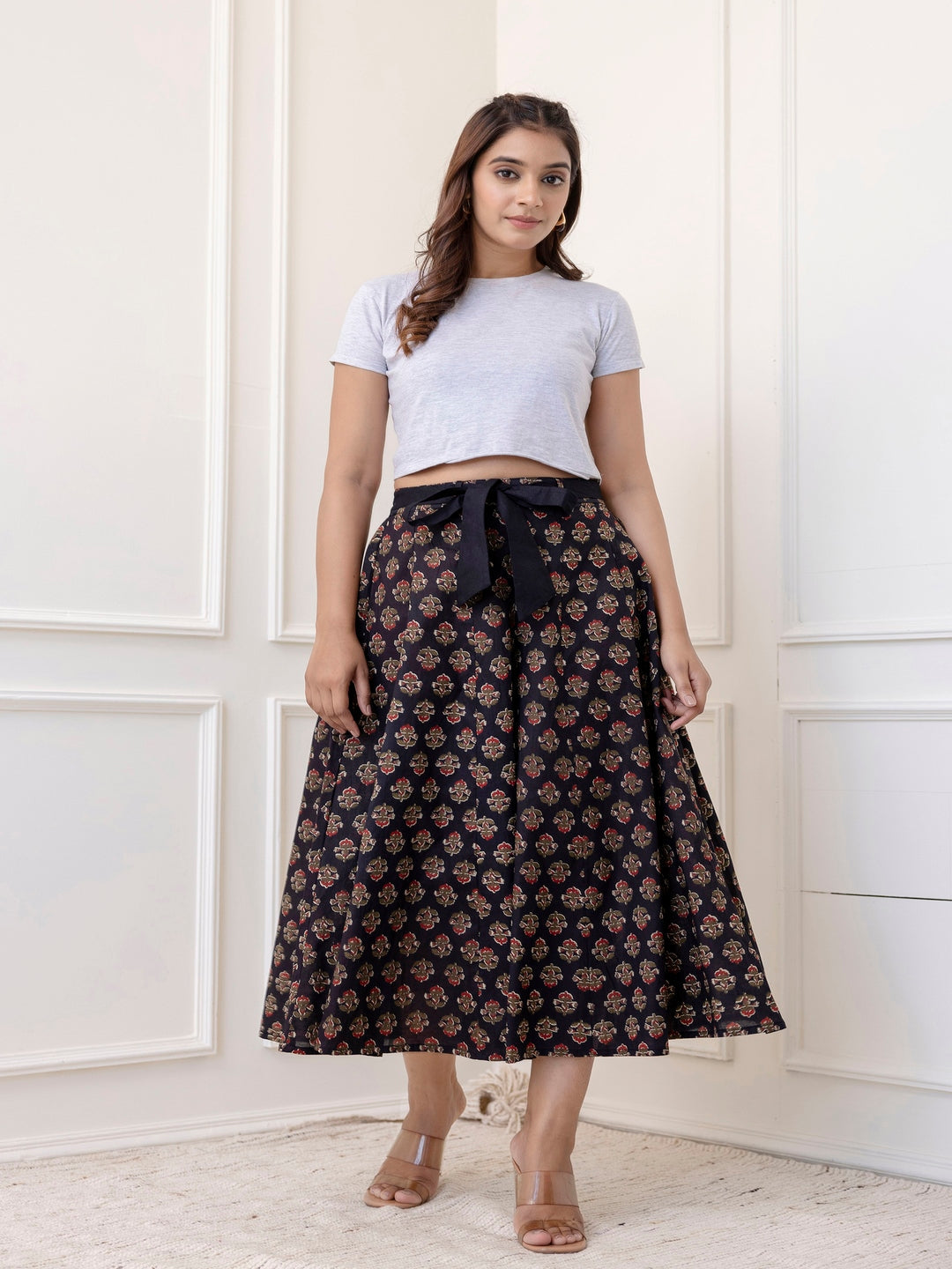 Cotton Calf Length Printed Flared Palazzo