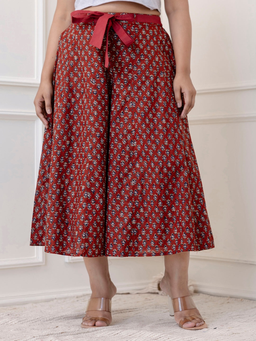 Cotton Calf Length Printed Flared Palazzo