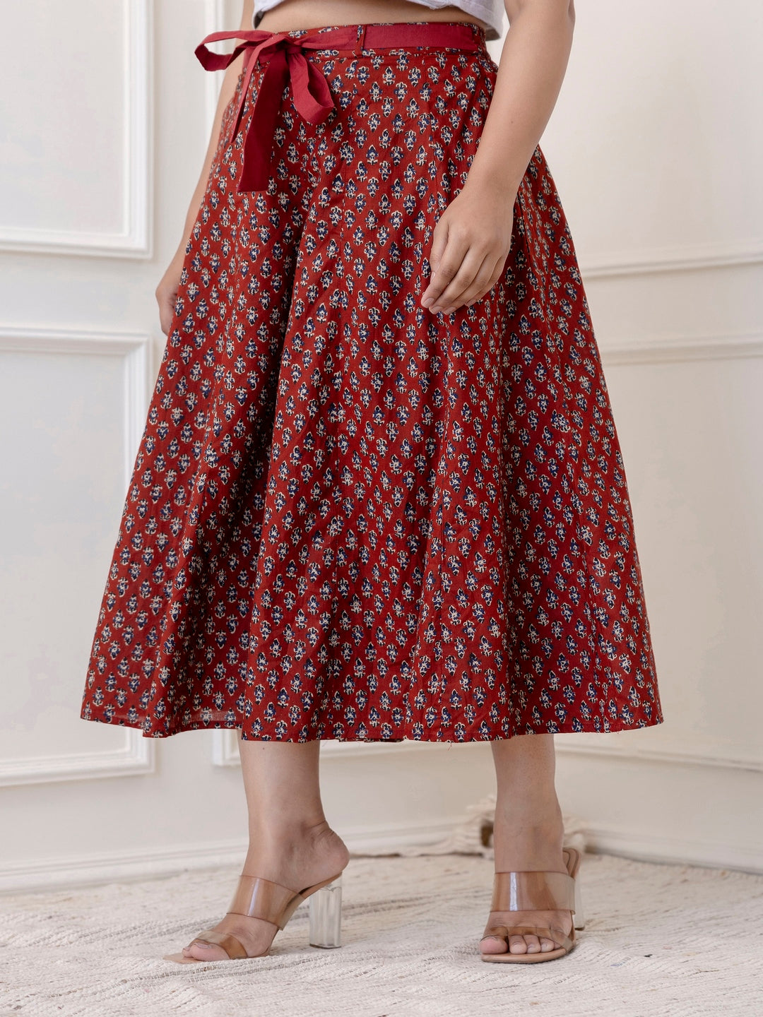 Cotton Calf Length Printed Flared Palazzo
