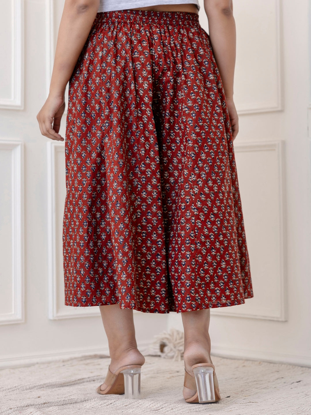 Cotton Calf Length Printed Flared Palazzo