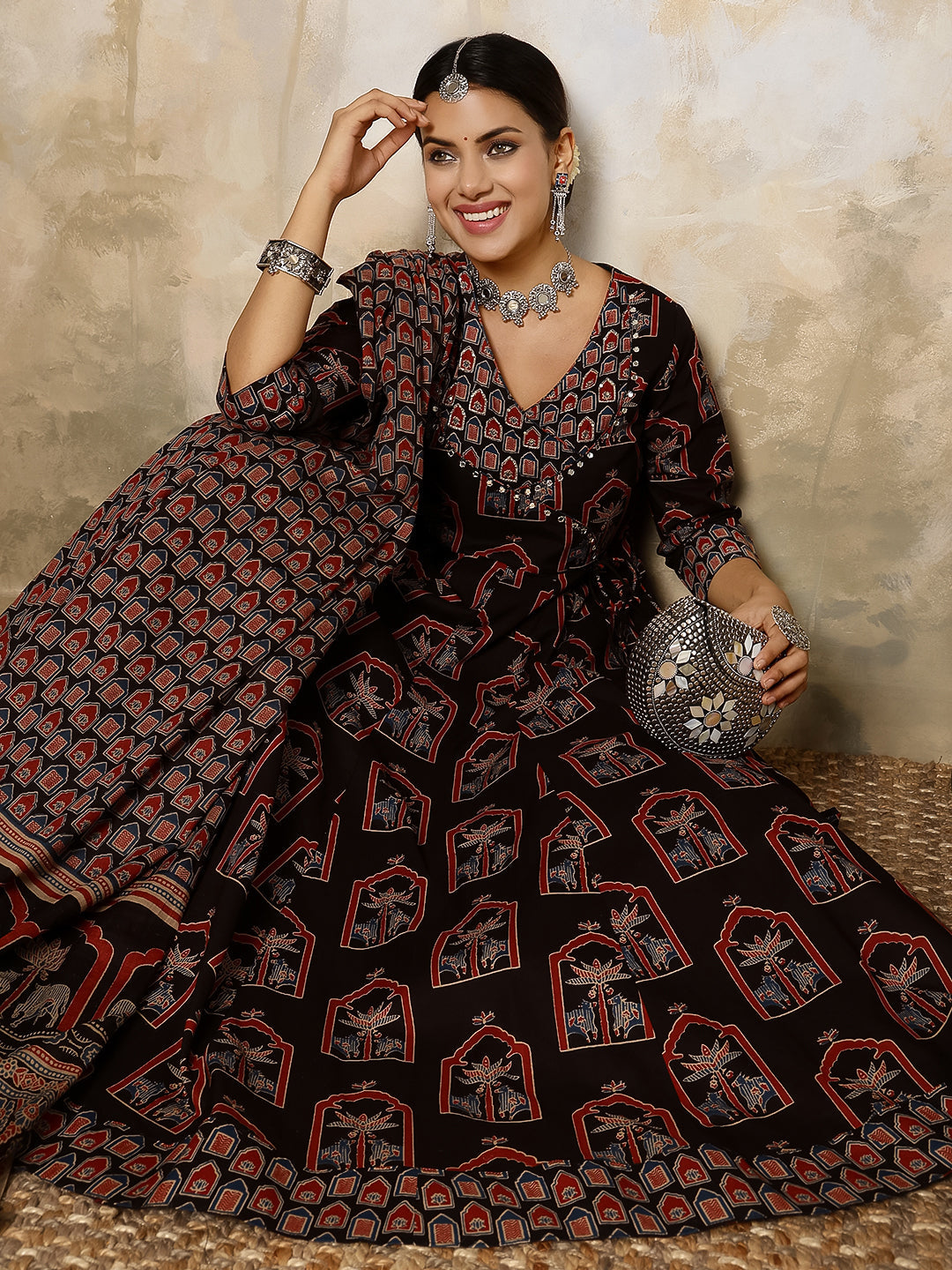 Gulmohar Jaipur maroon cotton printed kurta – wholesale supplier