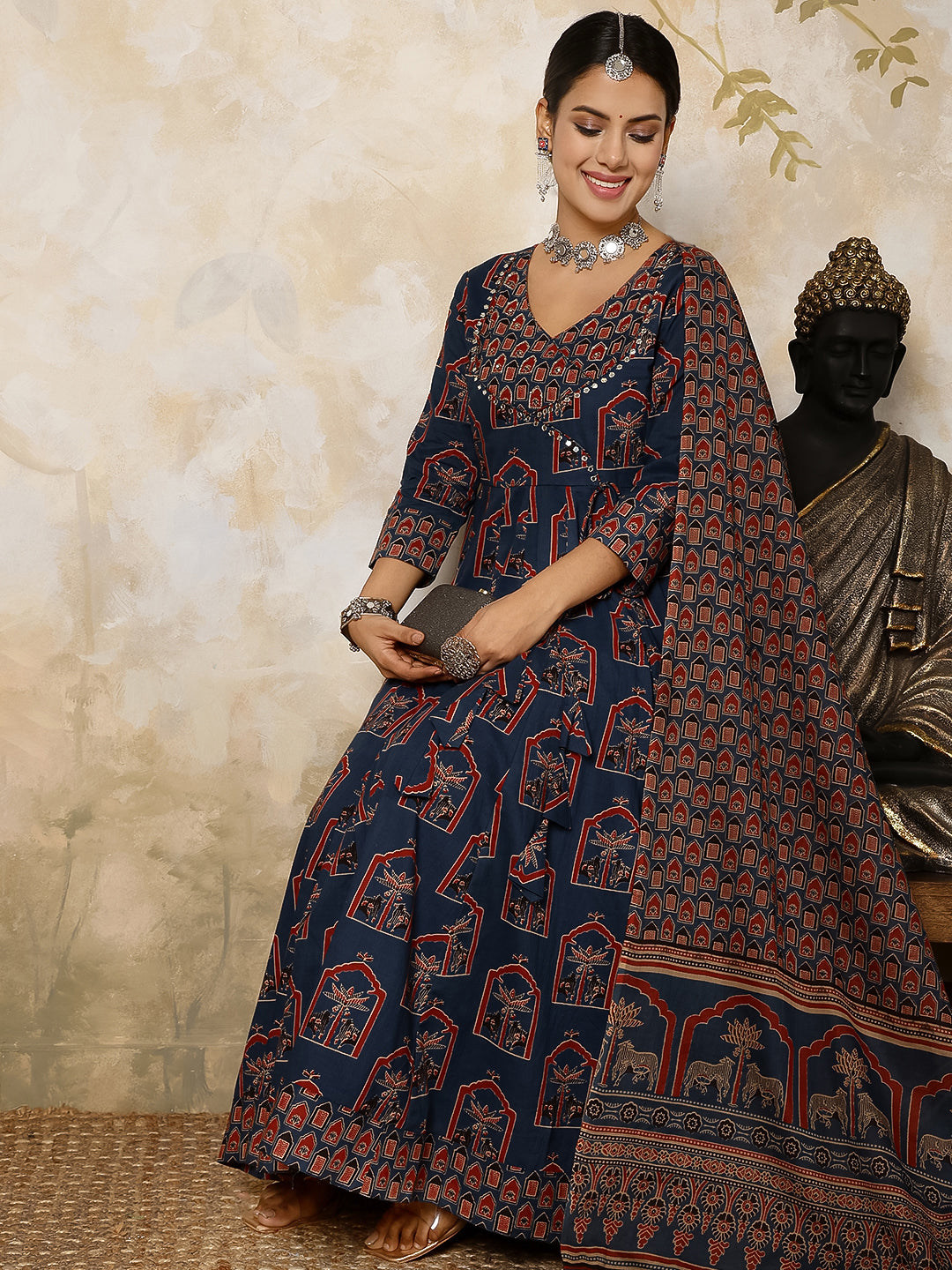 Gulmohar Jaipur navy cotton printed kurta – wholesale supplier