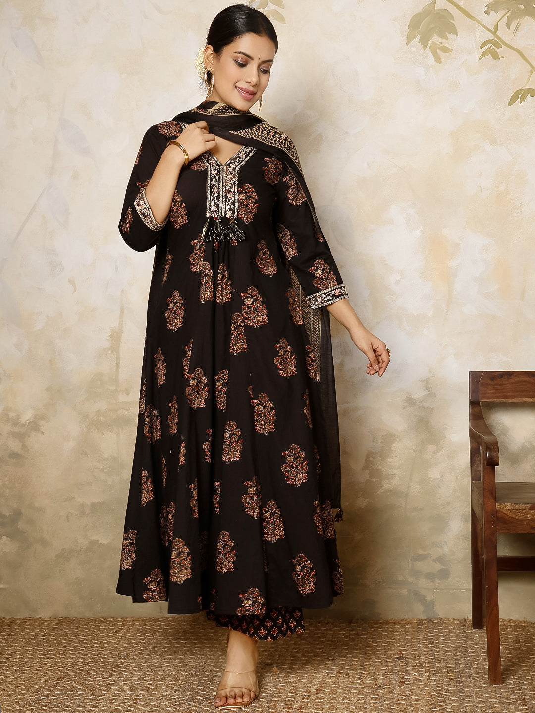 Gulmohar Jaipur black cotton printed kurta – wholesale supplier