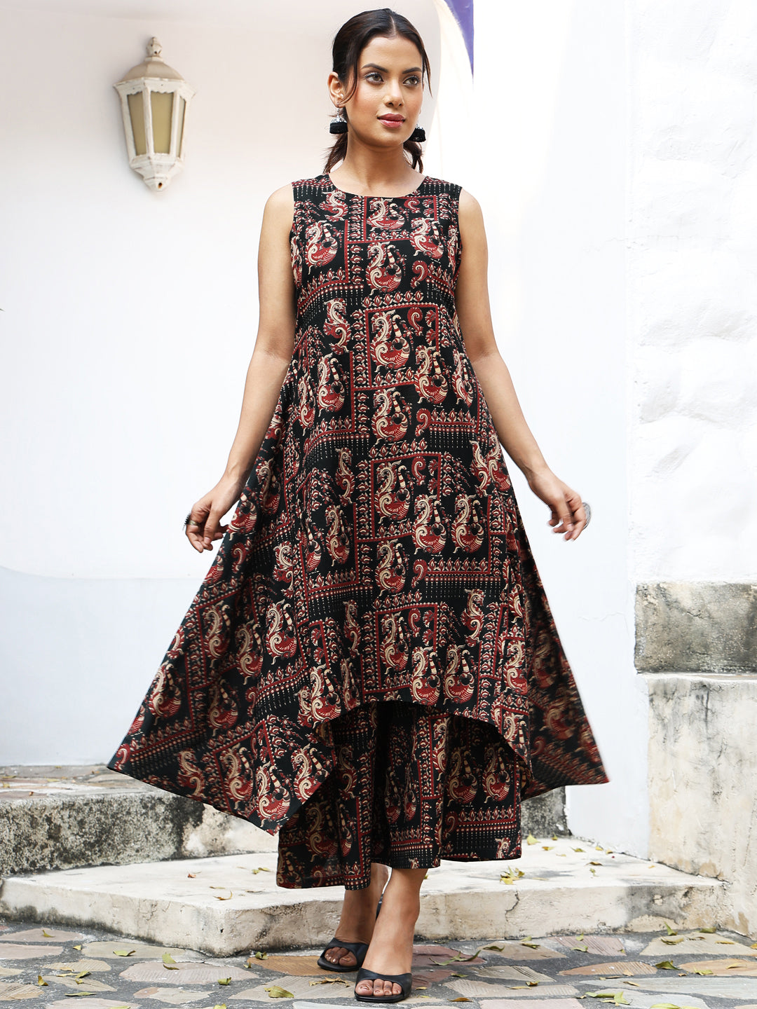 Gulmohar Jaipur black rayon printed kurta – wholesale supplier