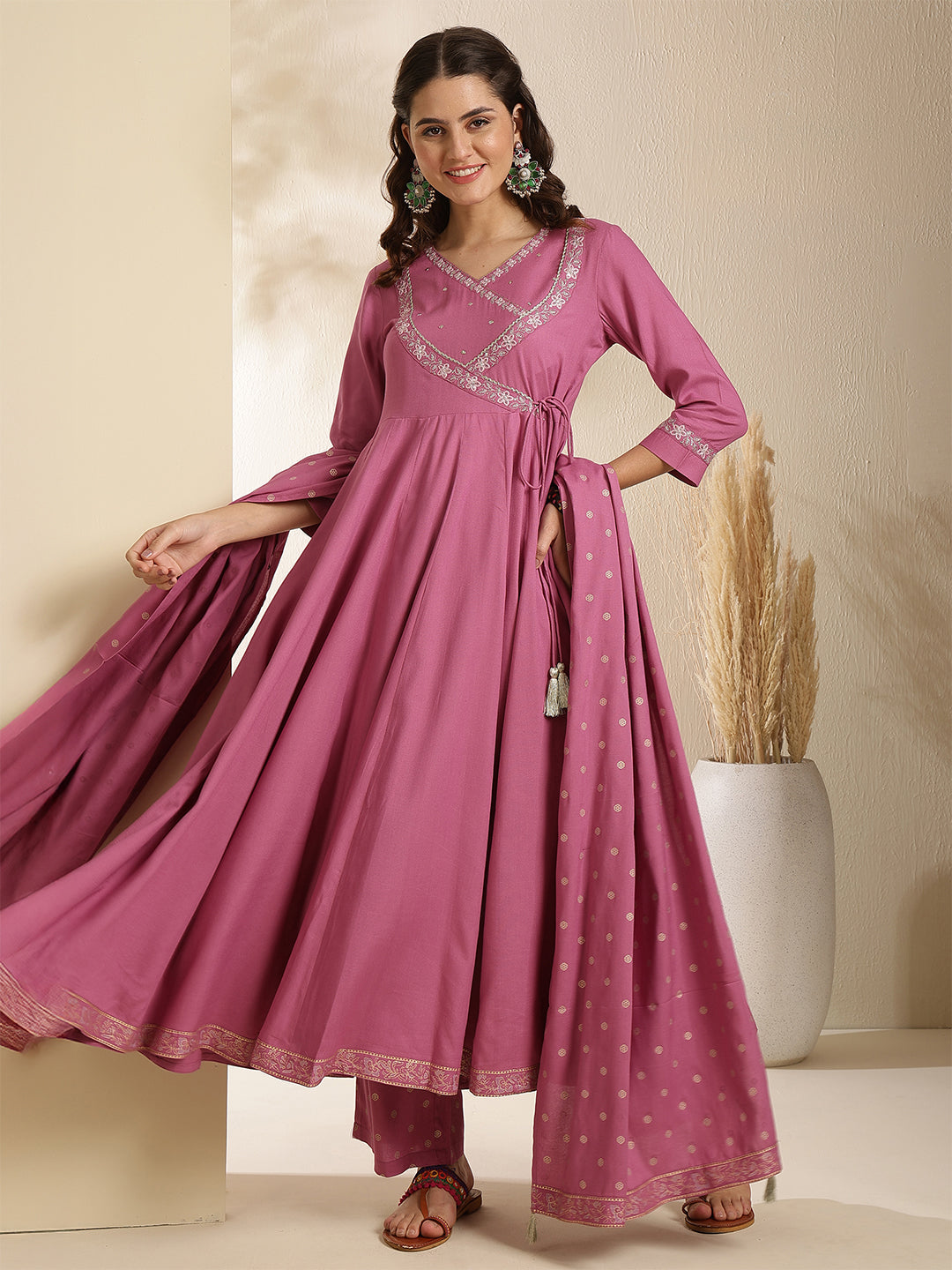 Gulmohar Jaipur pink rayon solid kurta – wholesale manufacturer & exporter from India