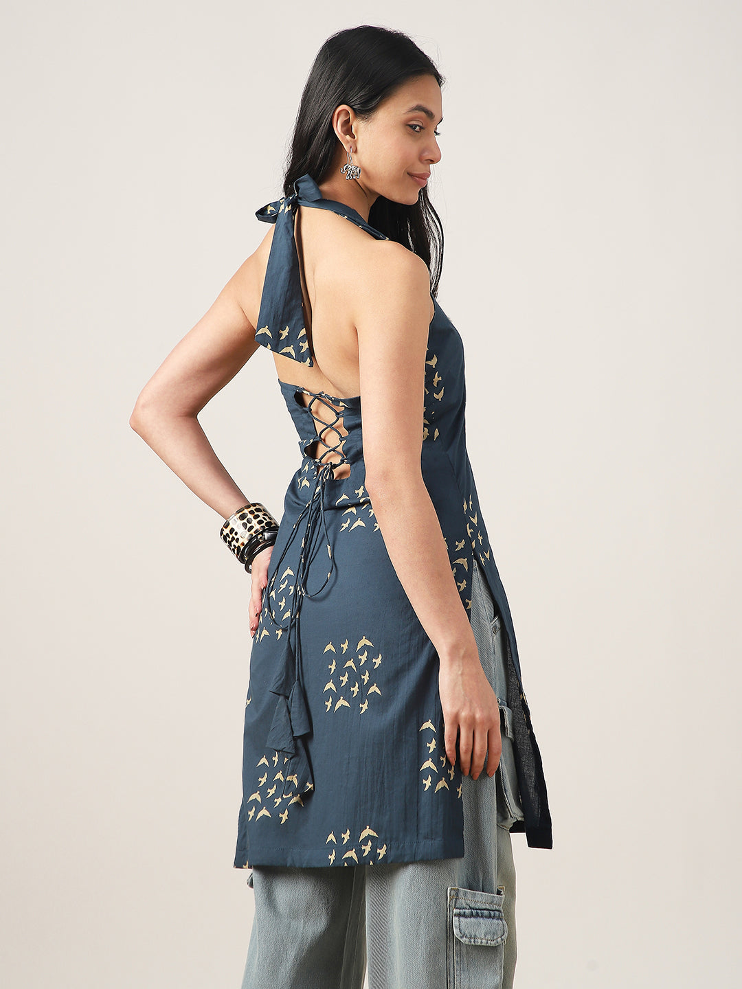 Straight Printed Rayon V-Neck Kurti