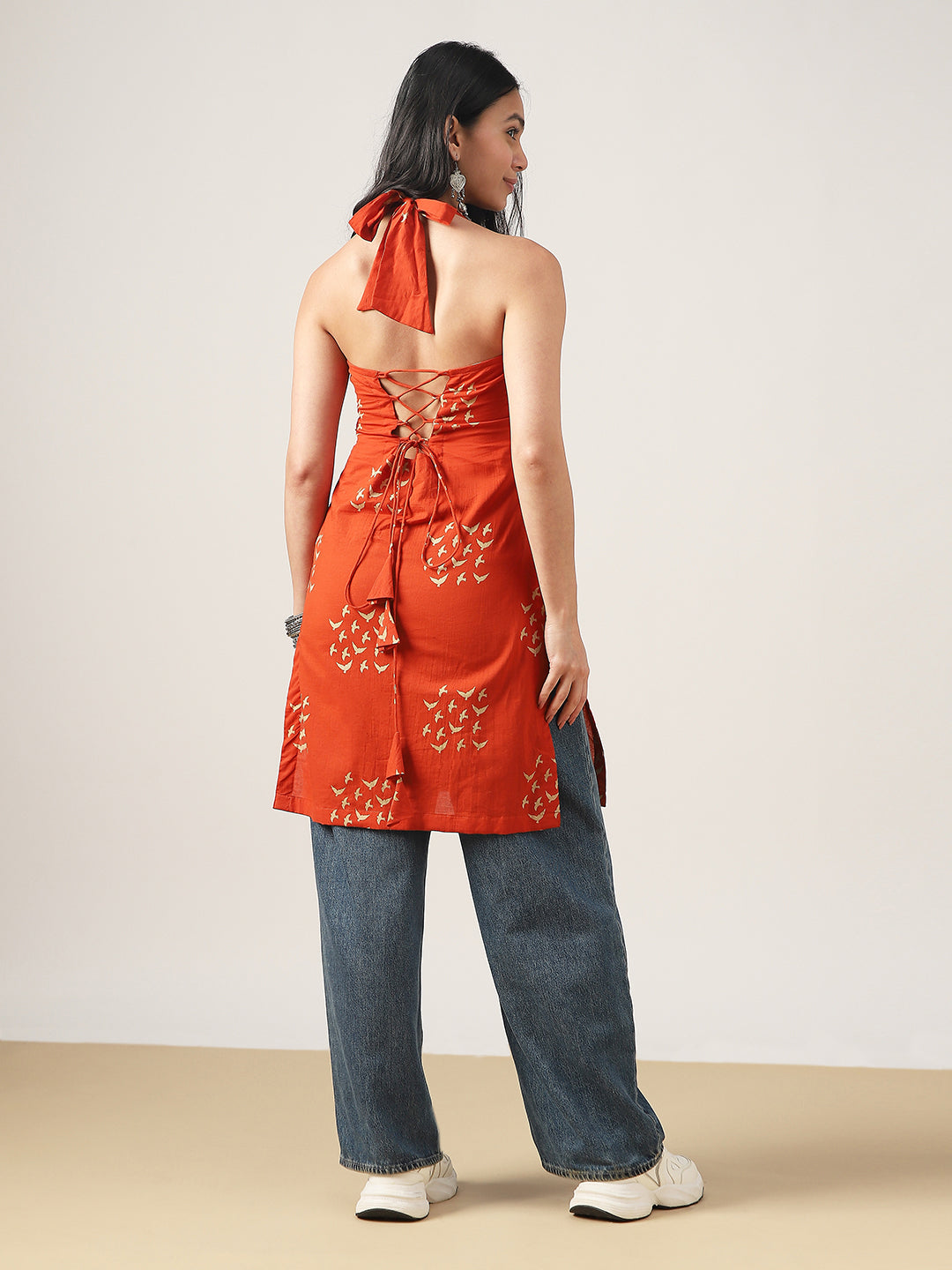 Straight Printed Rayon V-Neck Kurti
