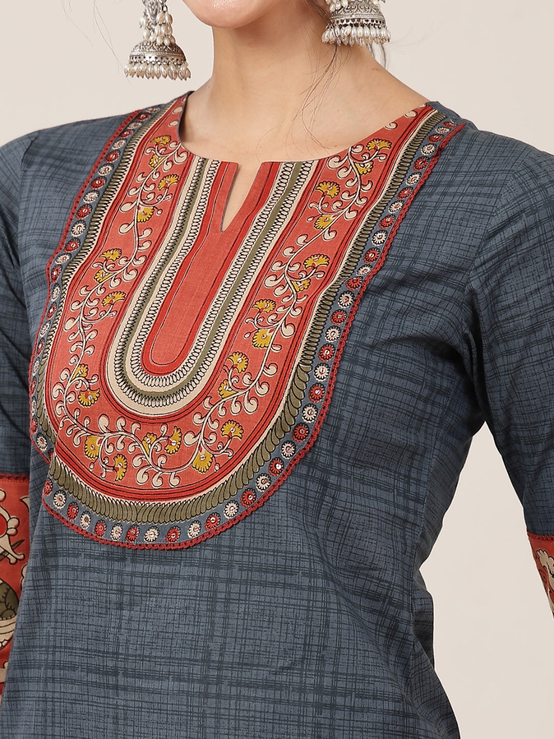 Straight Cotton Printed Kurta Set With Dupatta