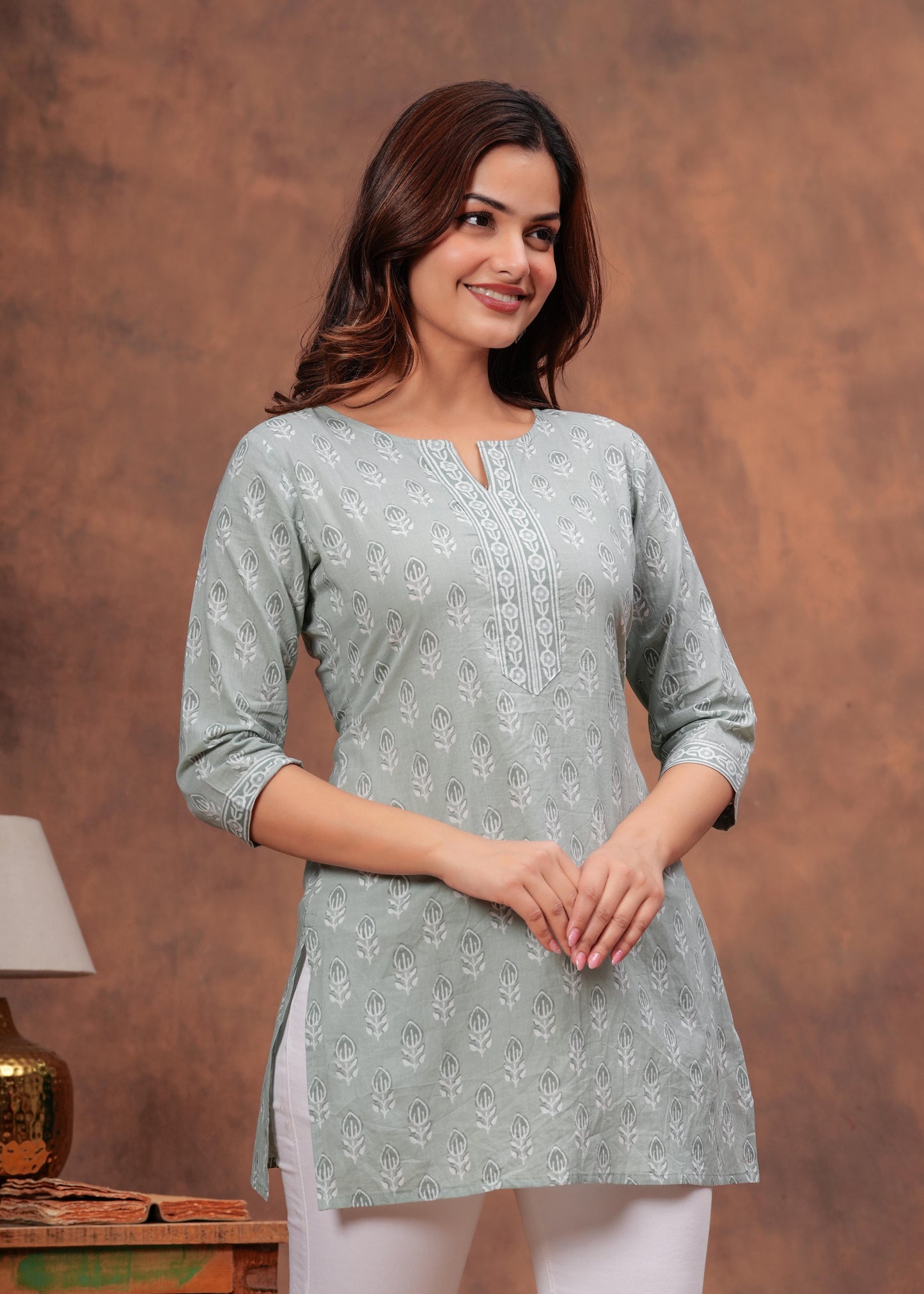 Green Printed Straight Tunic