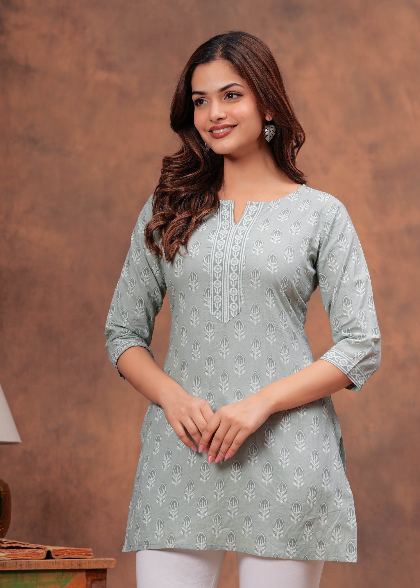 Green Printed Straight Tunic
