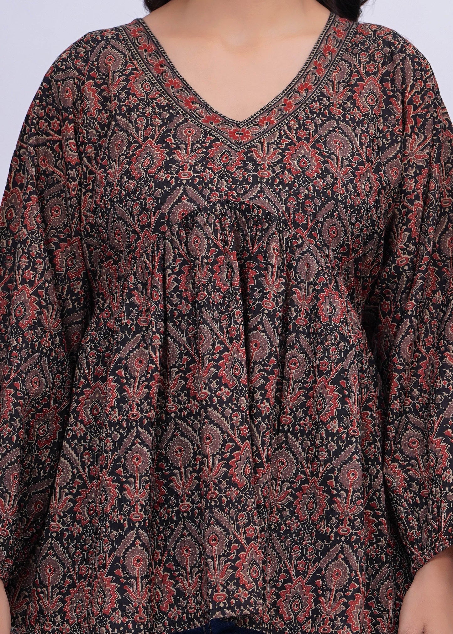 Black Ethnic Printed Peplum Tunic