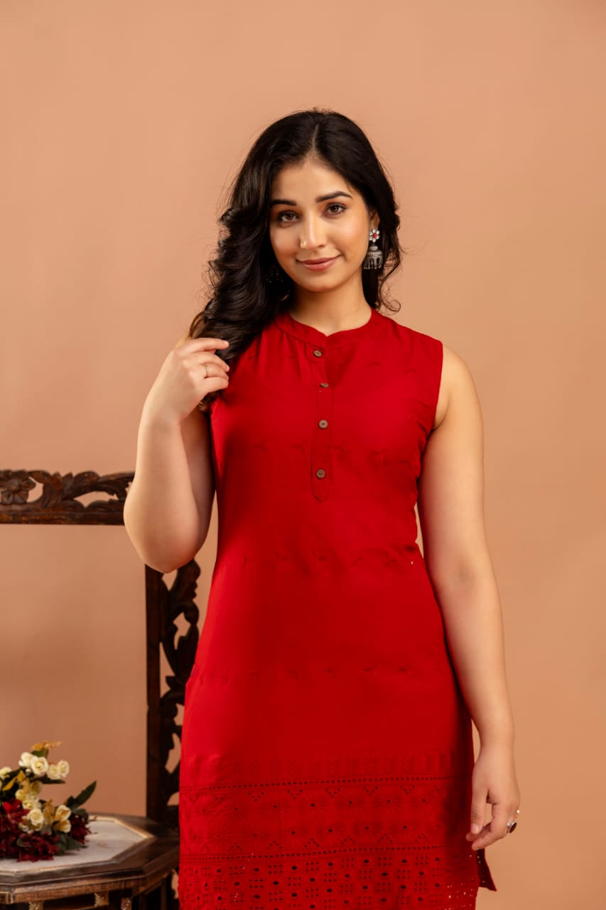 Red Schifli Sleeveless Co-Ord set