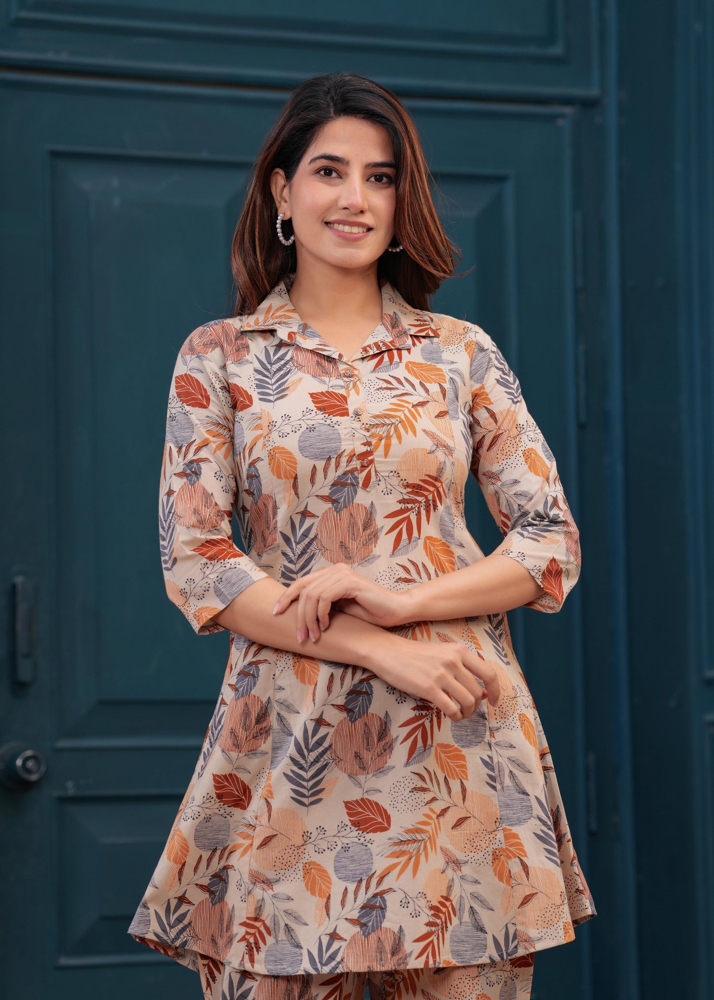 Beige Printed Co-Ord set