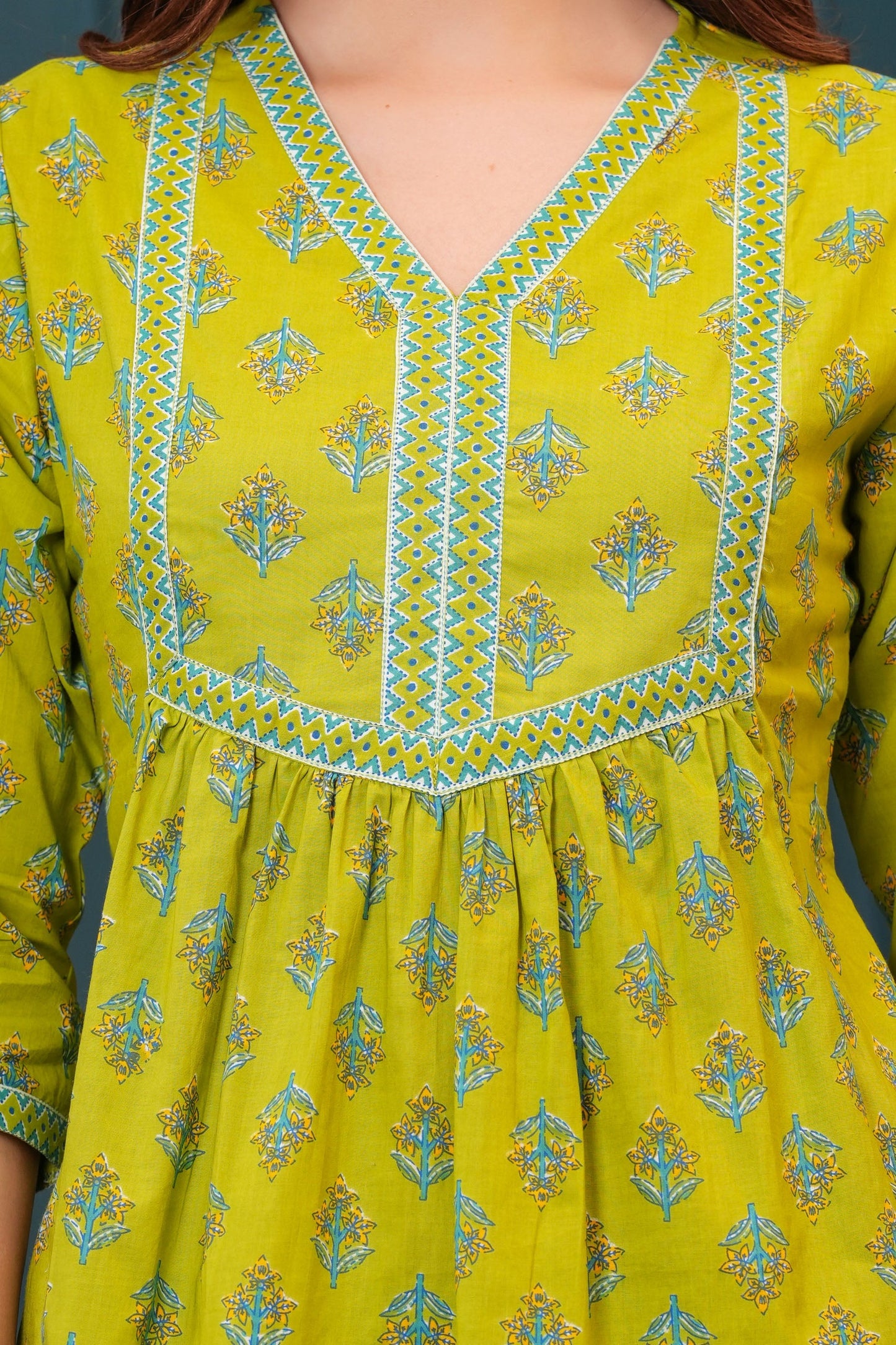 Green Printed Flared Tunic