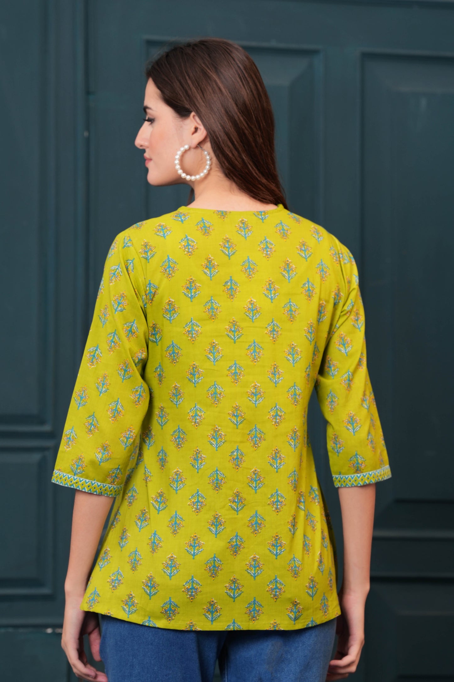 Green Printed Flared Tunic