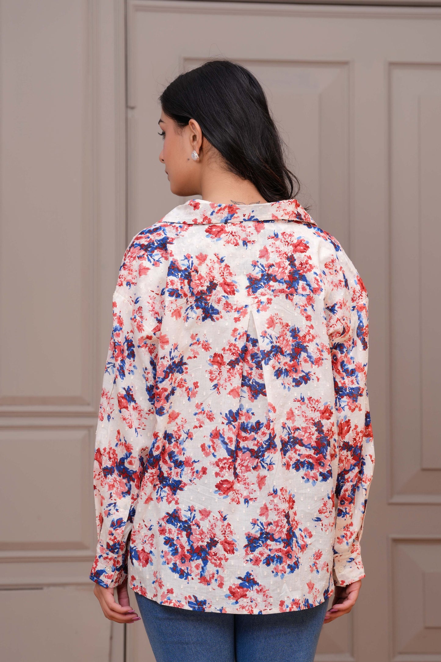 Off White Floral Printed Top