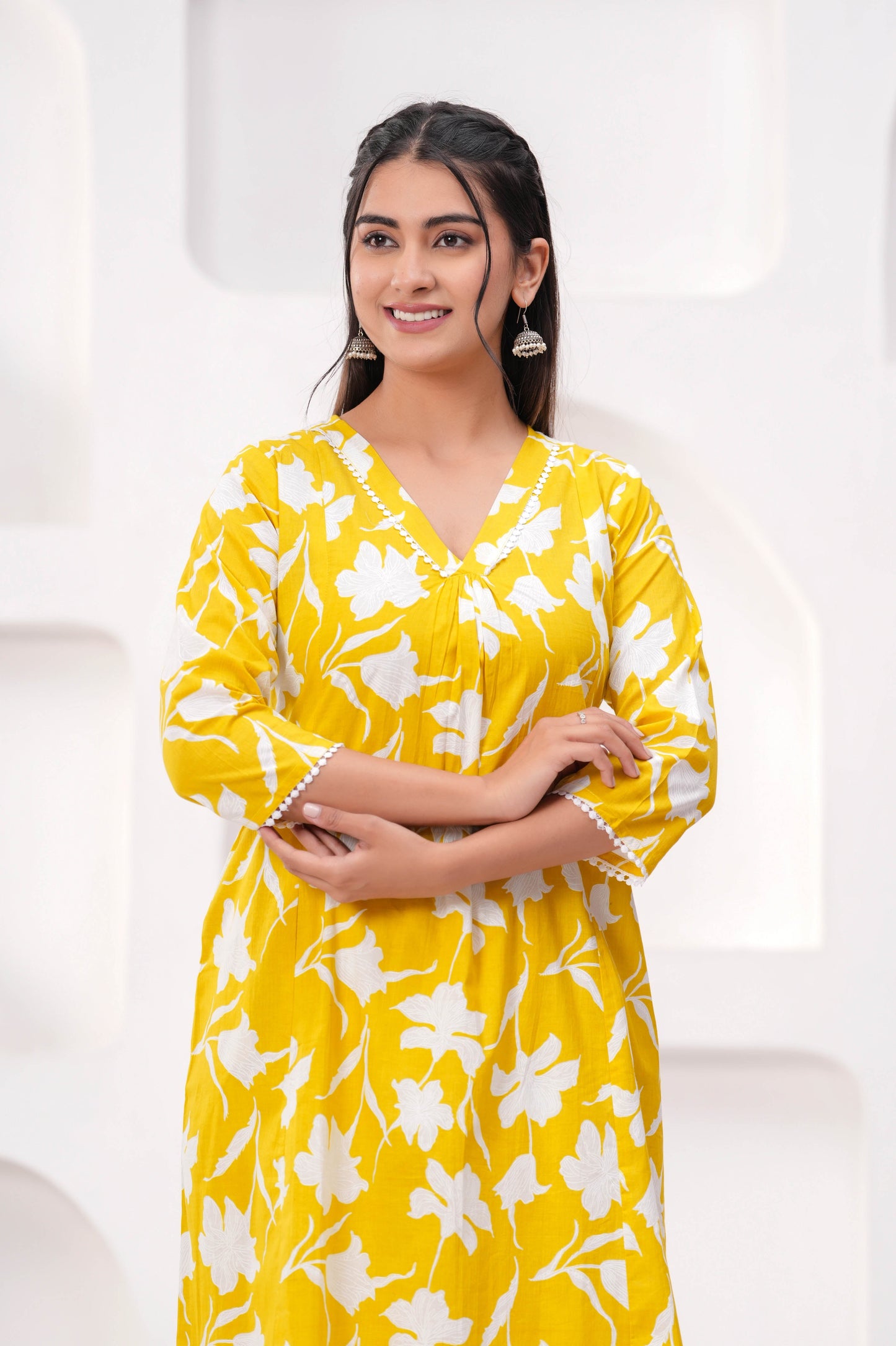 Yellow Printed Two Piece Cotton Co-ord Set