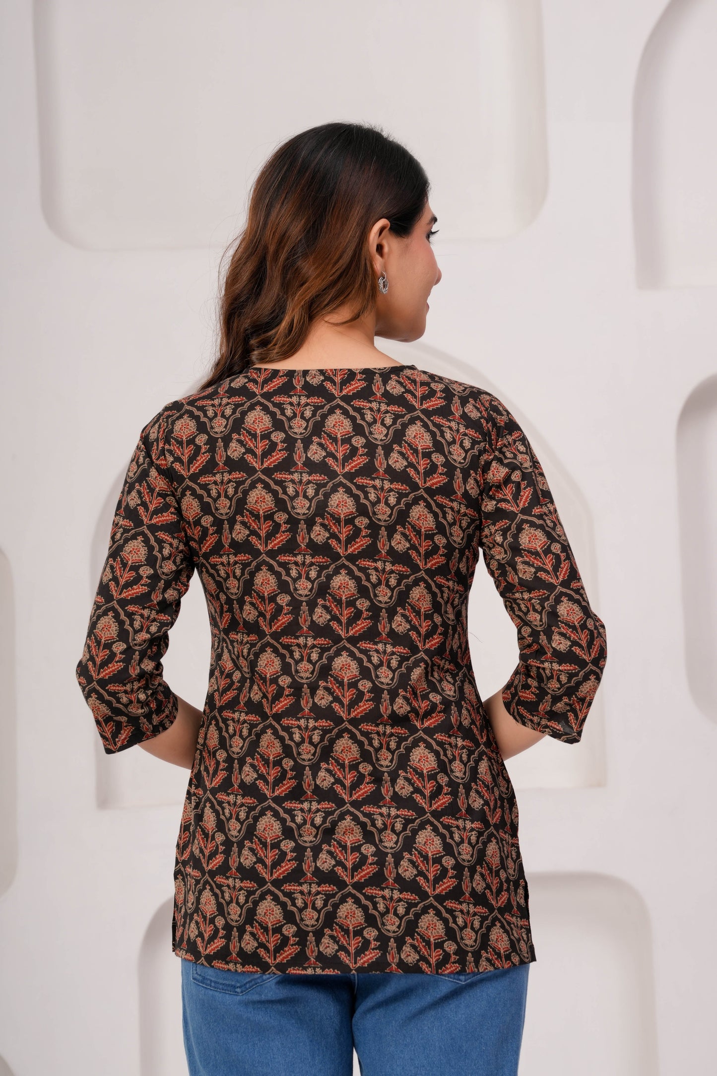 Black Printed Straight Tunic