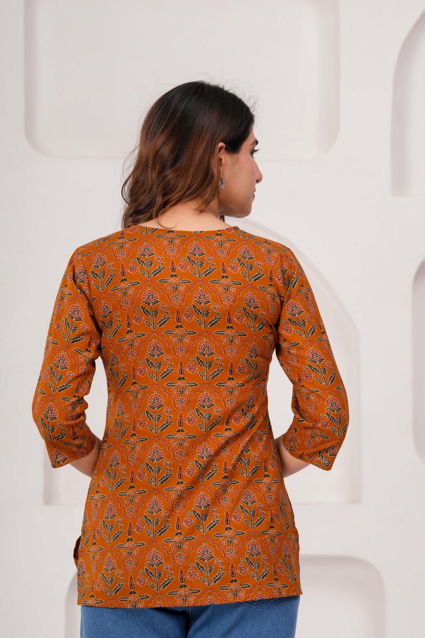 Mustard Printed Straight Tunic