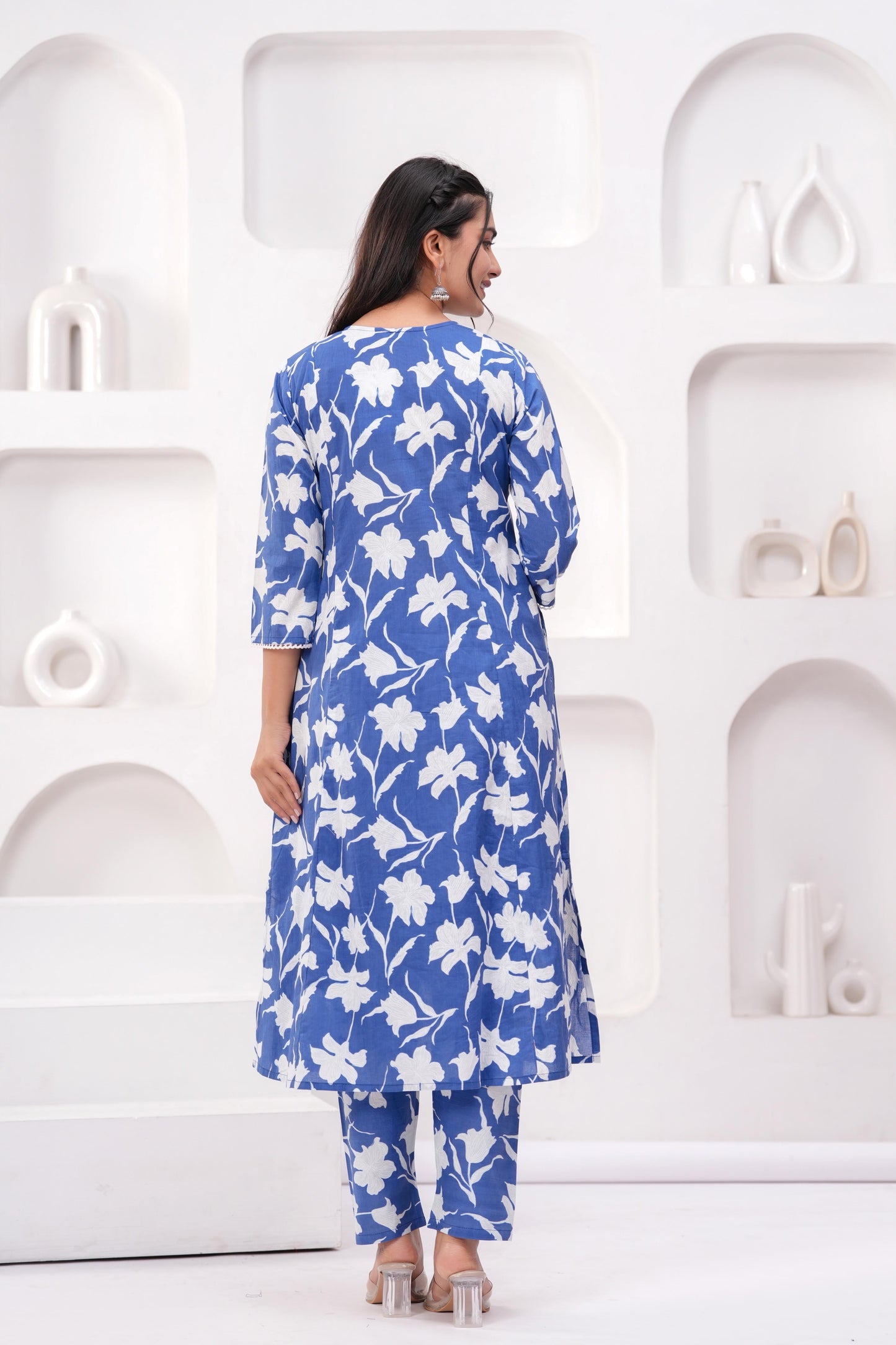 Blue Printed Two Piece Cotton Co-ord Set