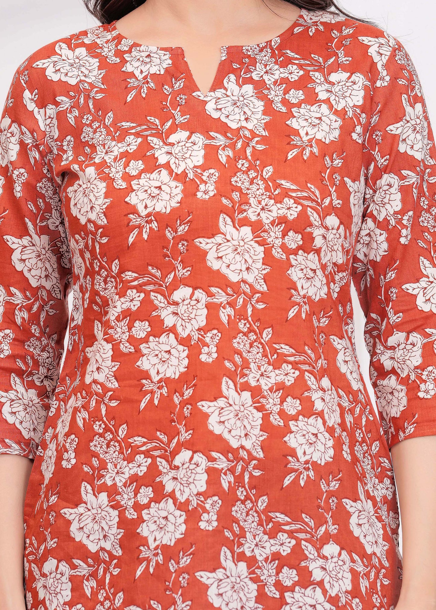 Rust Floral Printed Tunic