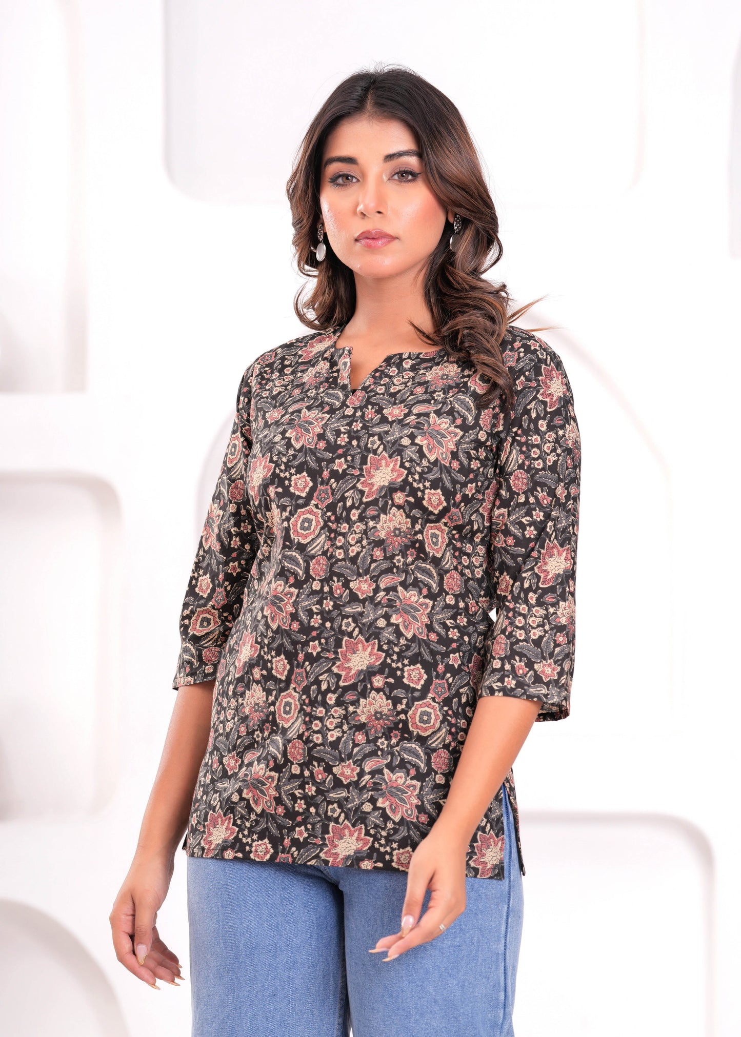 Black Printed Straight Tunic