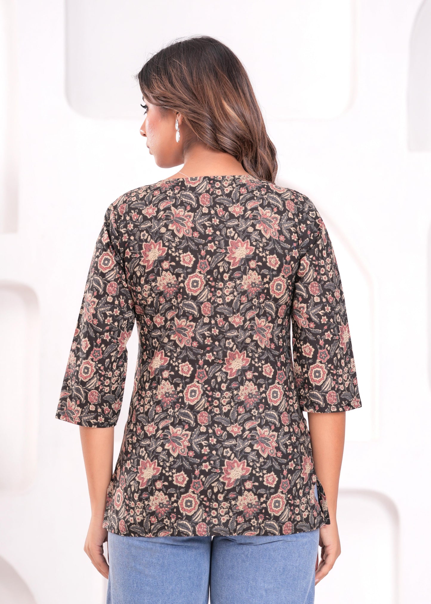 Black Printed Straight Tunic