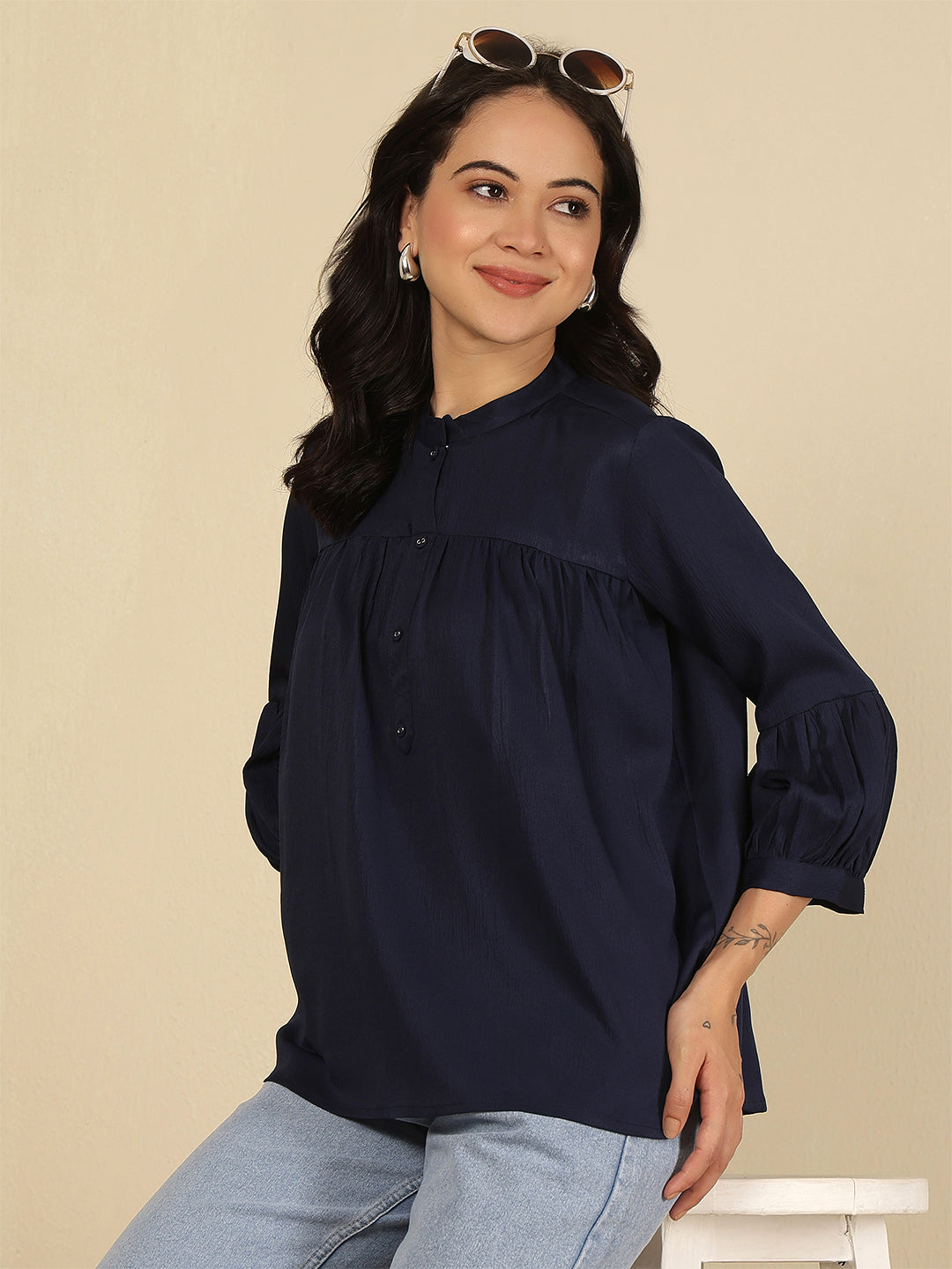 Navy Blue Solid Top