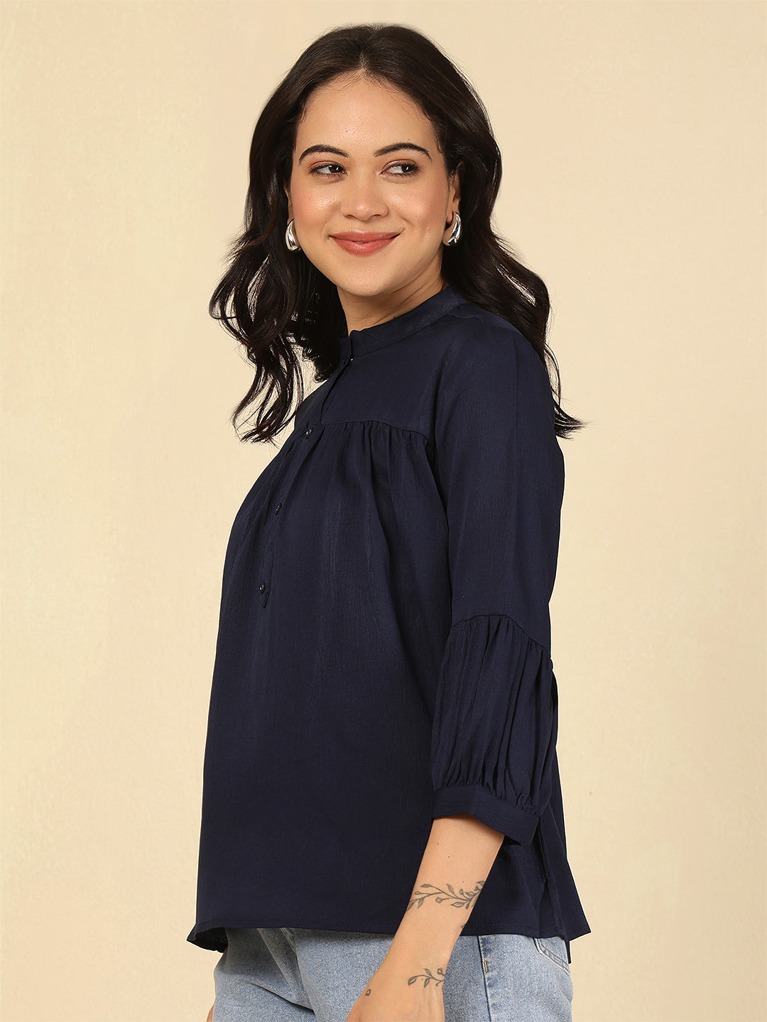 Navy Blue Solid Top