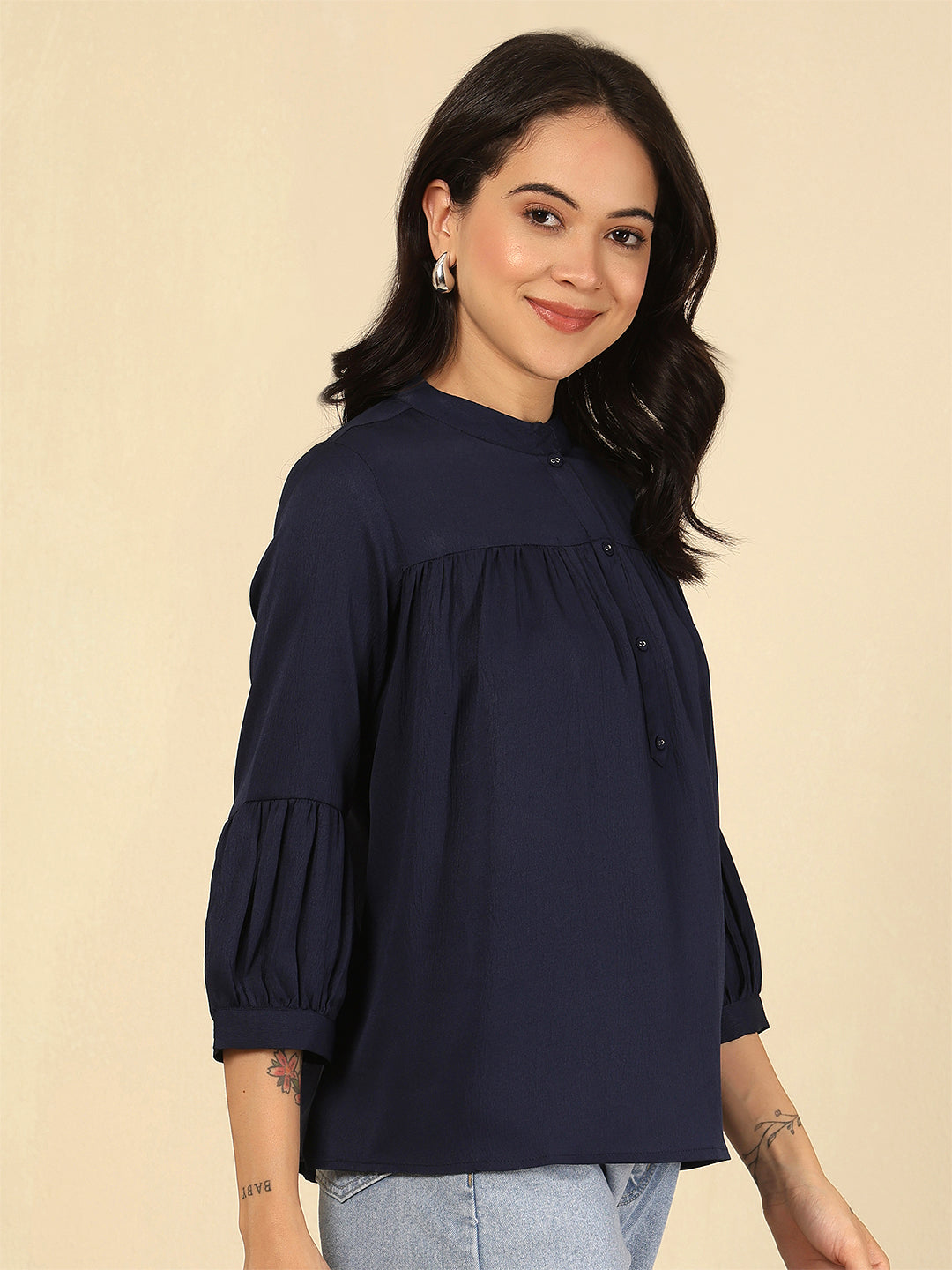 Navy Blue Solid Top